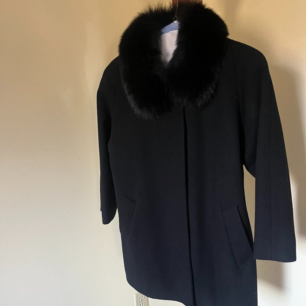 100% Wool Coat with Fox Collar